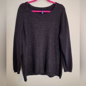 Falls Creek Weekend 2X Black Sequin Knit Sweater